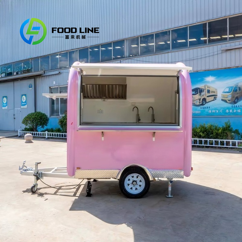 Commercial Kitchen Trailer - Özelleştirilmiş Vintage Pembe Mini Yiyecek Römorku