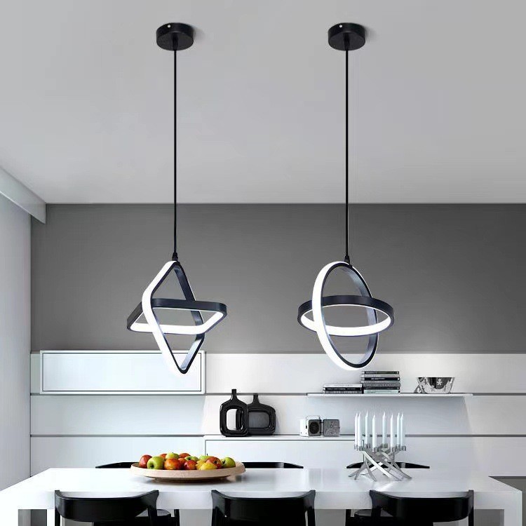 Commercial Kitchen Island - Modern LED Sarkıt Lamba Siyah Beyaz