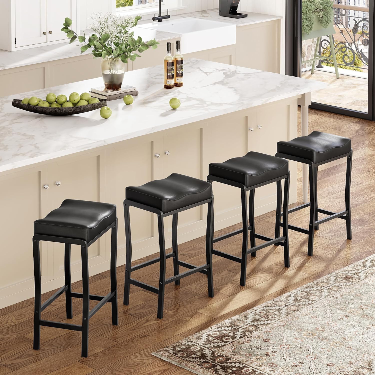Commercial Kitchen Island - Tezgah Yüksekliğinde Bar Tabureleri 1/2/4'lü Set,