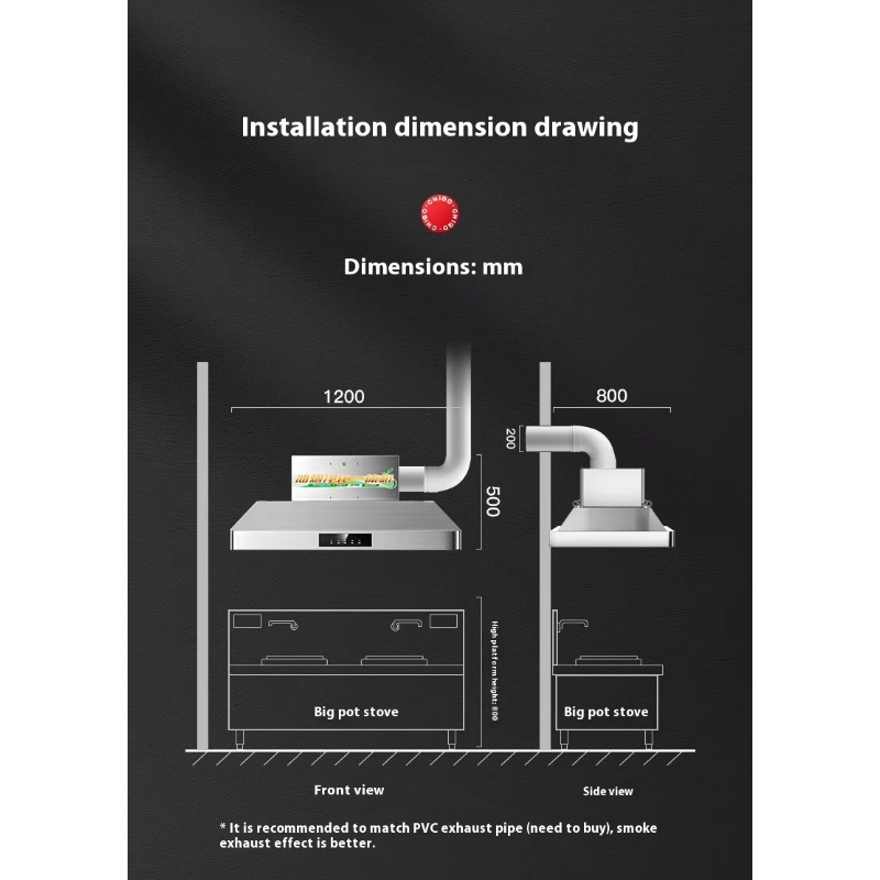 Commercial Kitchen Hood - Merkezi Mutfak Paslanmaz Çelik Ticari Davlumbaz